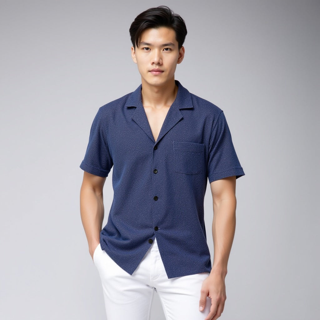 Blue Stretchable popcorn shirt for men's