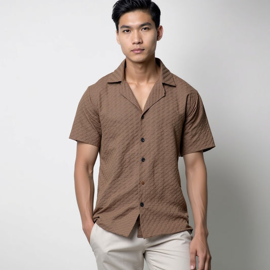Light Brown Popcorn shirt for gentle men