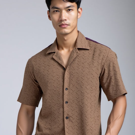 Light Brown Popcorn shirt for gentle men